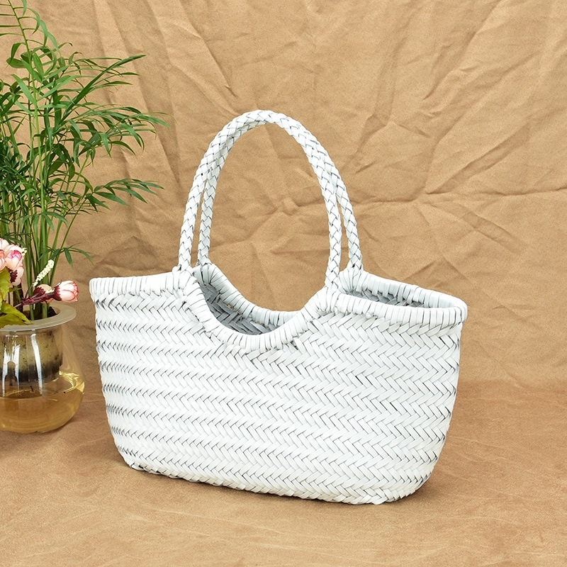 Beige Summer Woven Leather Purse Oversized Tote Bags