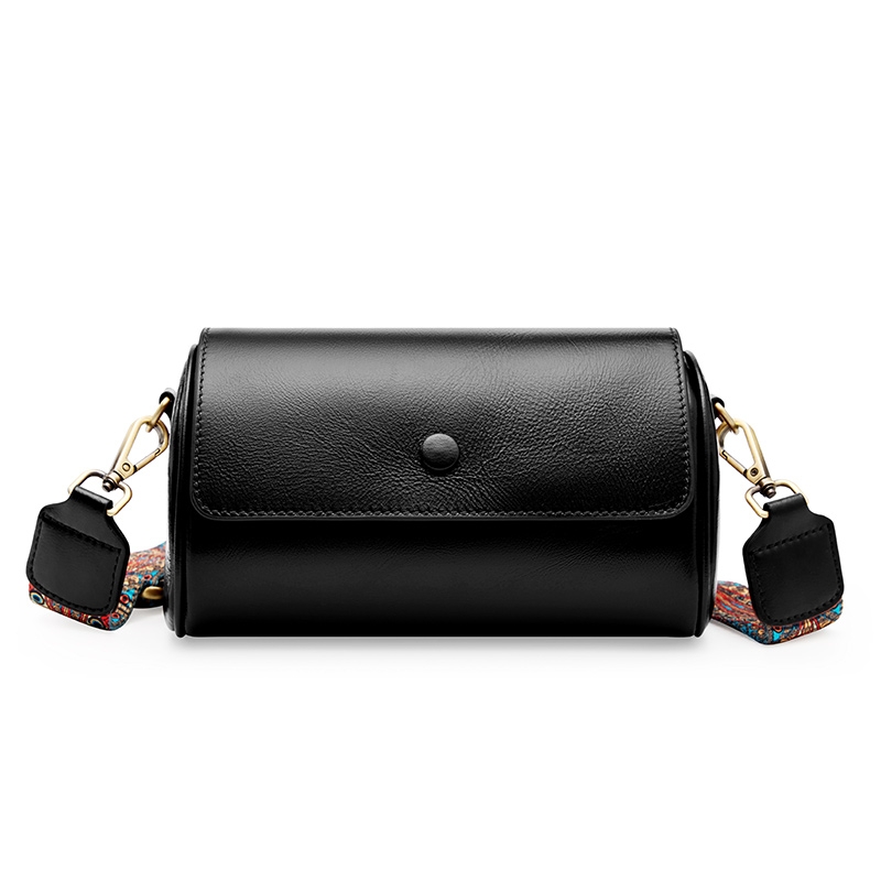 Black Crossbody Bag With Wide Strap