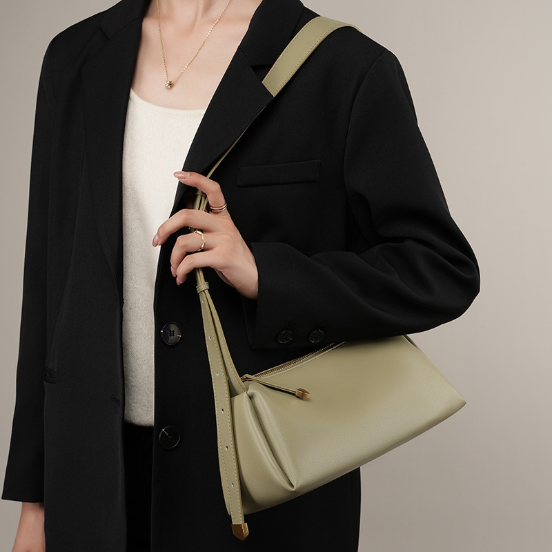 Black Wide Strap Leather Shoulder Bag Dress Purse for Work