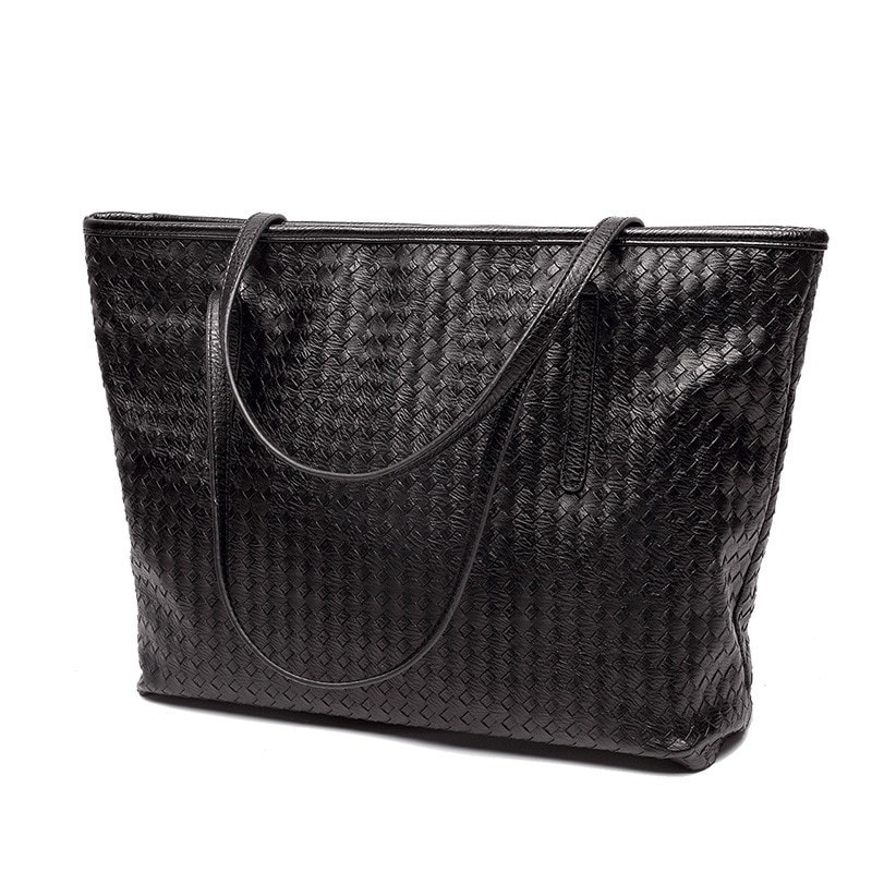 Women's Black large Faux Leather Tote Bag