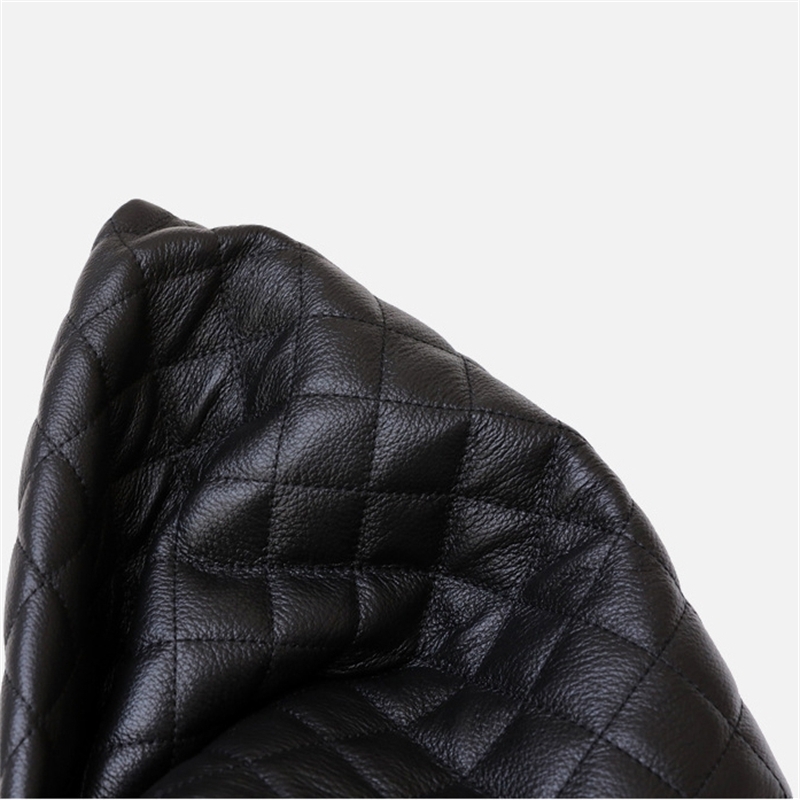 Women's Black Leather Quilted Tote Bag with Inner Purse