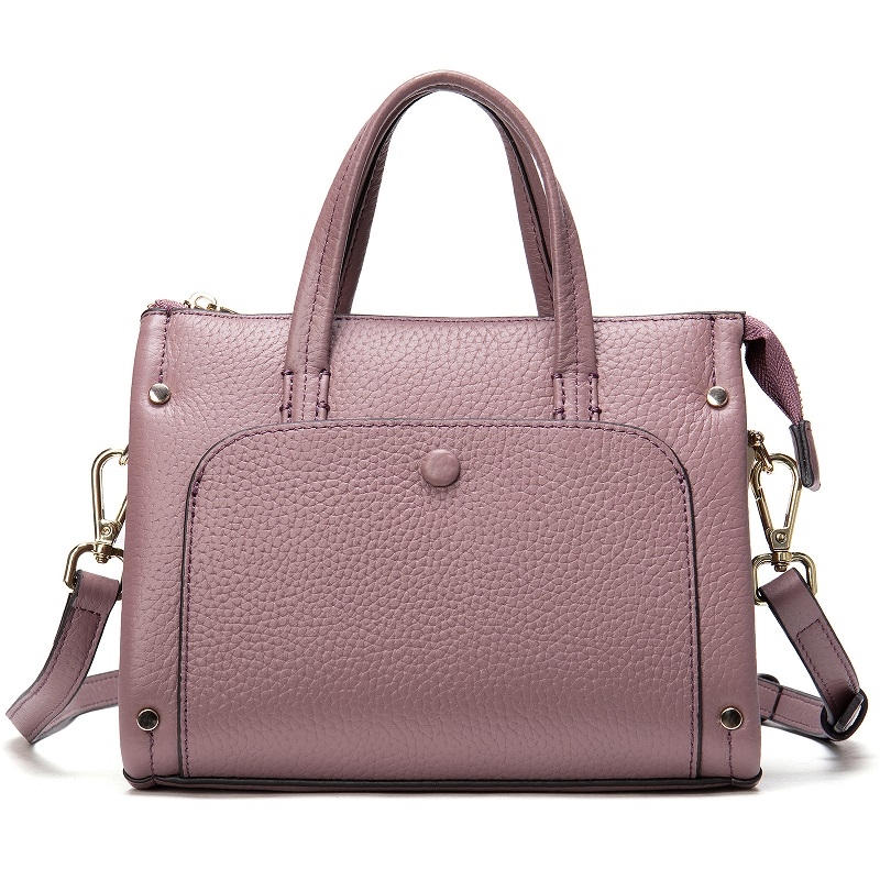 Women's Purple Pocket Leather Handbags Office Bag