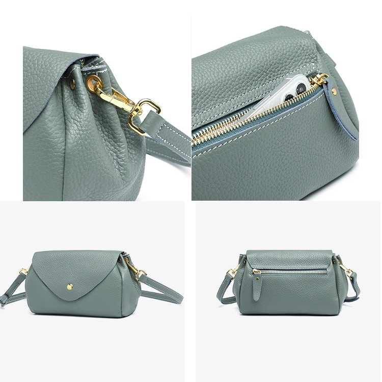 Women's Grey  Soft Leather Flap Crossbody Mini Bags