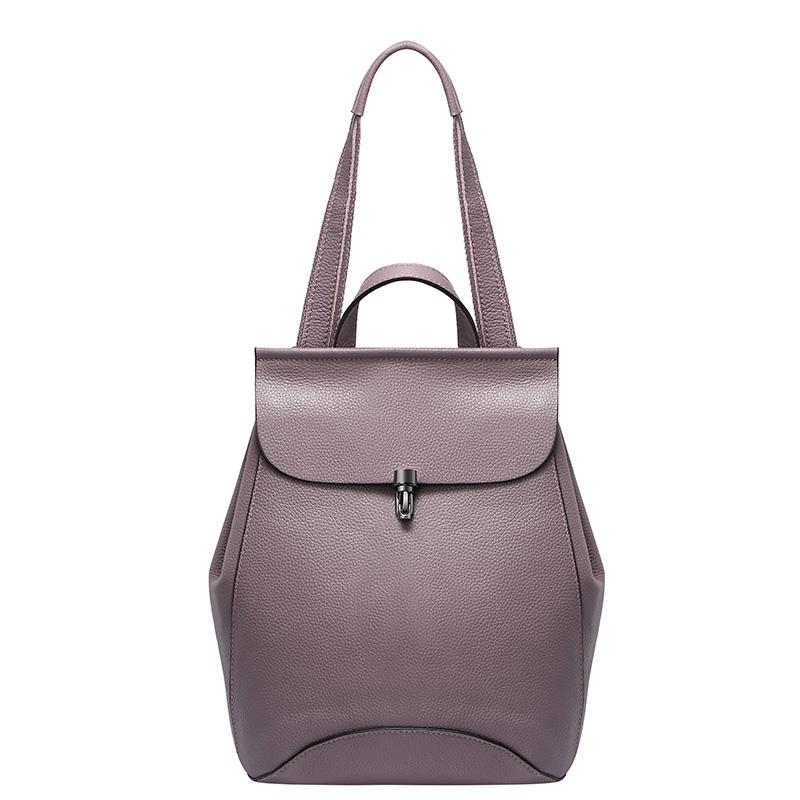 Baginning Women's Purple Flap Litchi Grain Leather Backpack for Travel