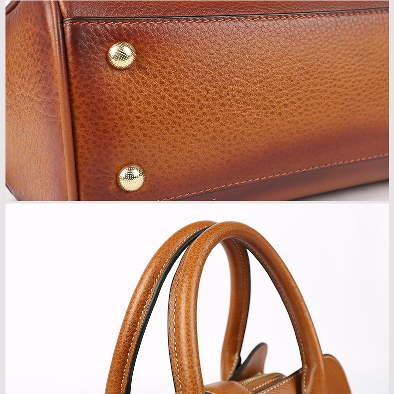 Women's Gradient Brown Cow Leather Retro Handbag Satchel Bags