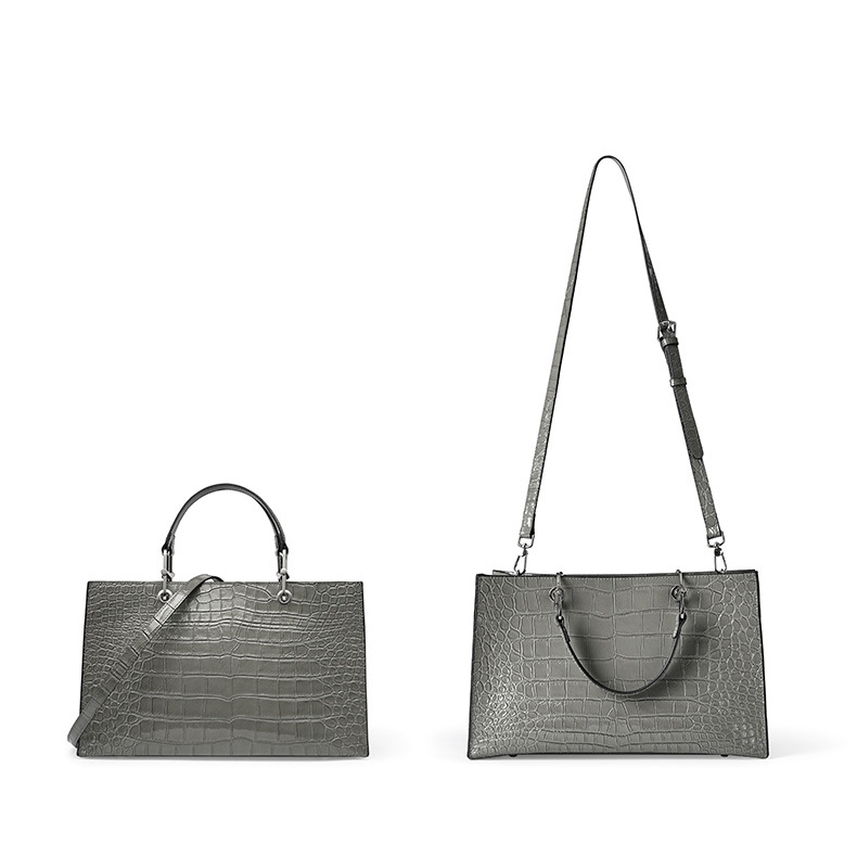 Women's Grey Croc Printed Leather Handbags Mini Tote