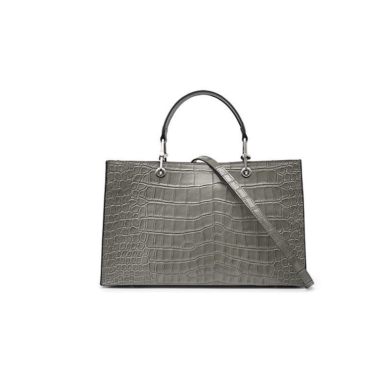 Women's Grey Croc Printed Leather Handbags Mini Tote