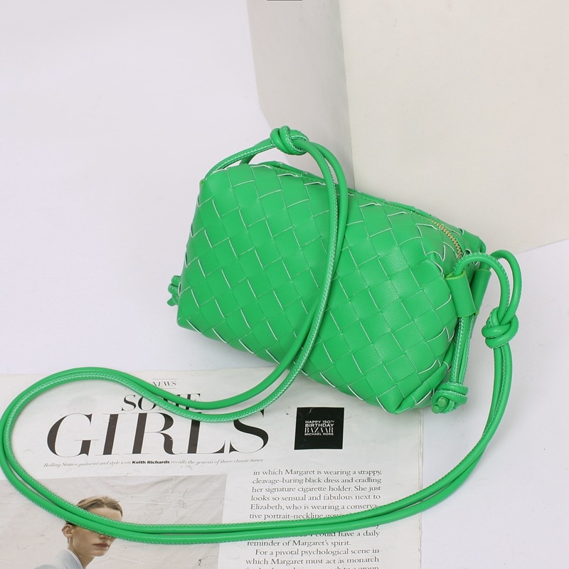 Bottega Veneta green woven shoulder bag