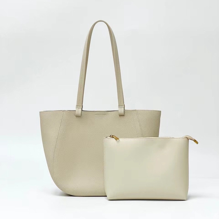 Women's Half-Moon Milk White Leather Tote Bags