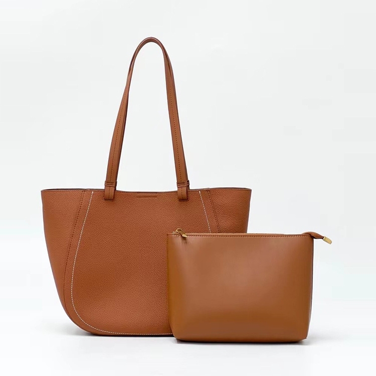Women's Half-Moon Brown Leather Tote Bag