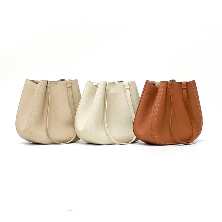 Women's Half-Moon Brown Leather Tote Bag