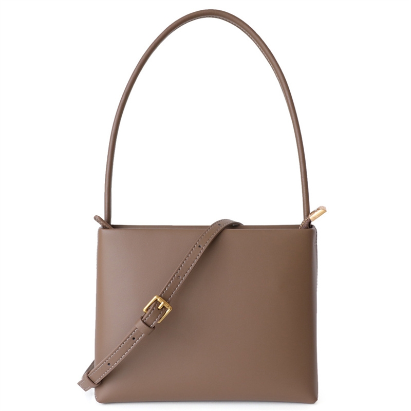 Women's Grey Leather Simple Style Commuter Shoulder Bag 