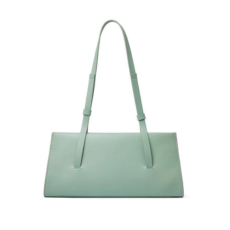 Women's Green Leather Square Baguette Shoulder Bag