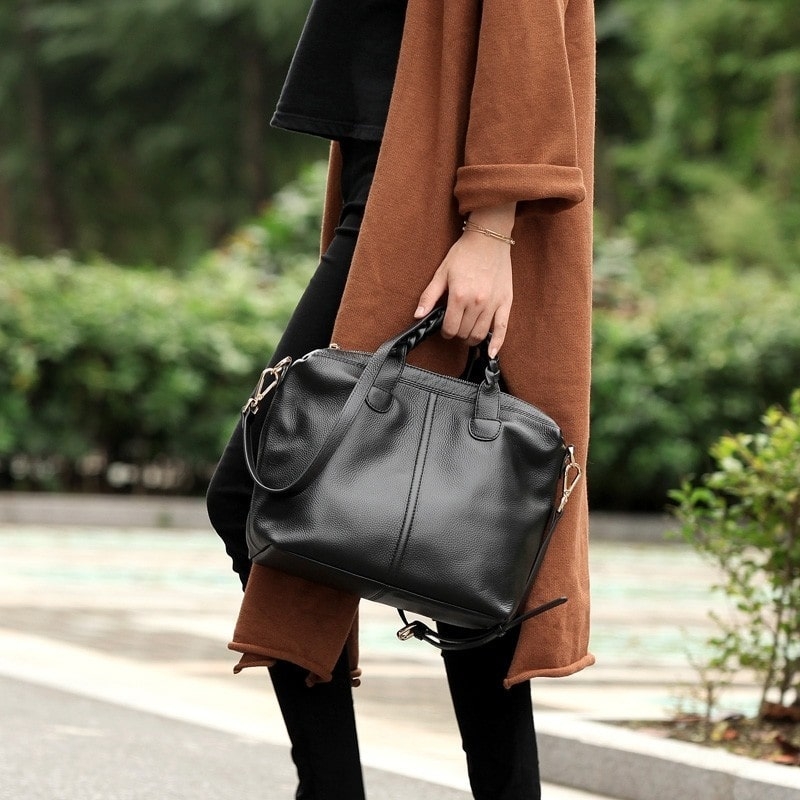 Women's Old Pink Leather Tote Bag Shoulder Handbags