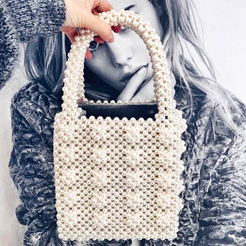 Pearl Embellished Summer Handbags Fashion Beaded Mini Tote Bags