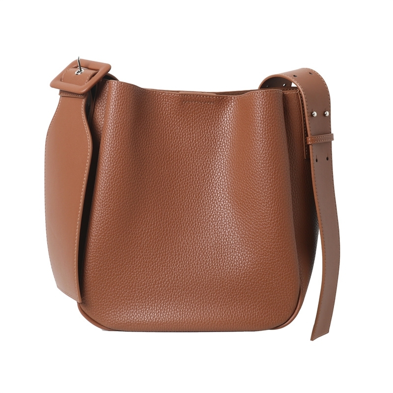 Women's  Brown Leather Litchi Partten Shoulder Bags