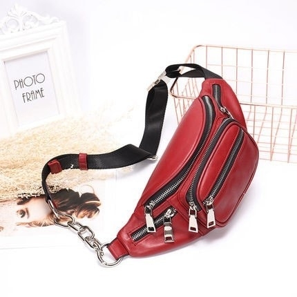 Women's Red Fanny Pack Fashion Belt Bag