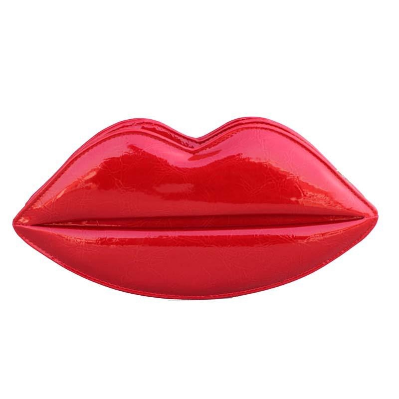 women s red lip shape clutch bag fashion makeup bags evening purse 2 1