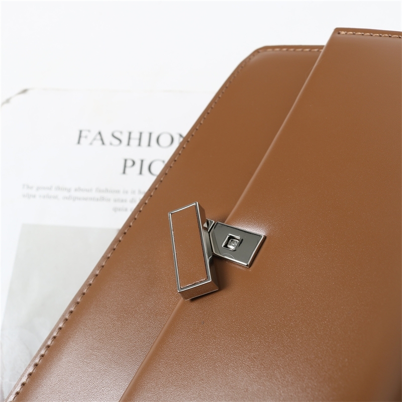 Women's Simple Style Dark Brown Leather Flap Handbag