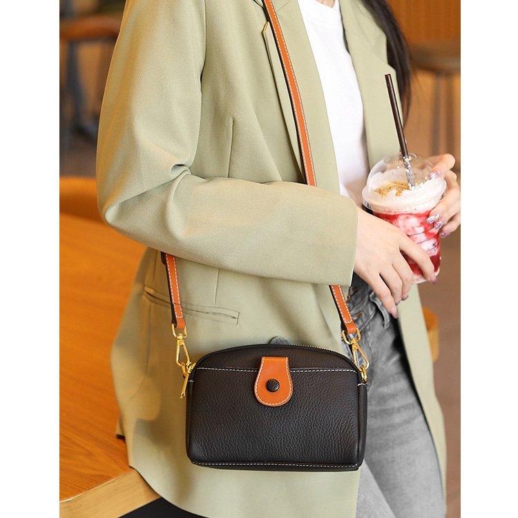Women's Black Leather Crossbody Mini Bag