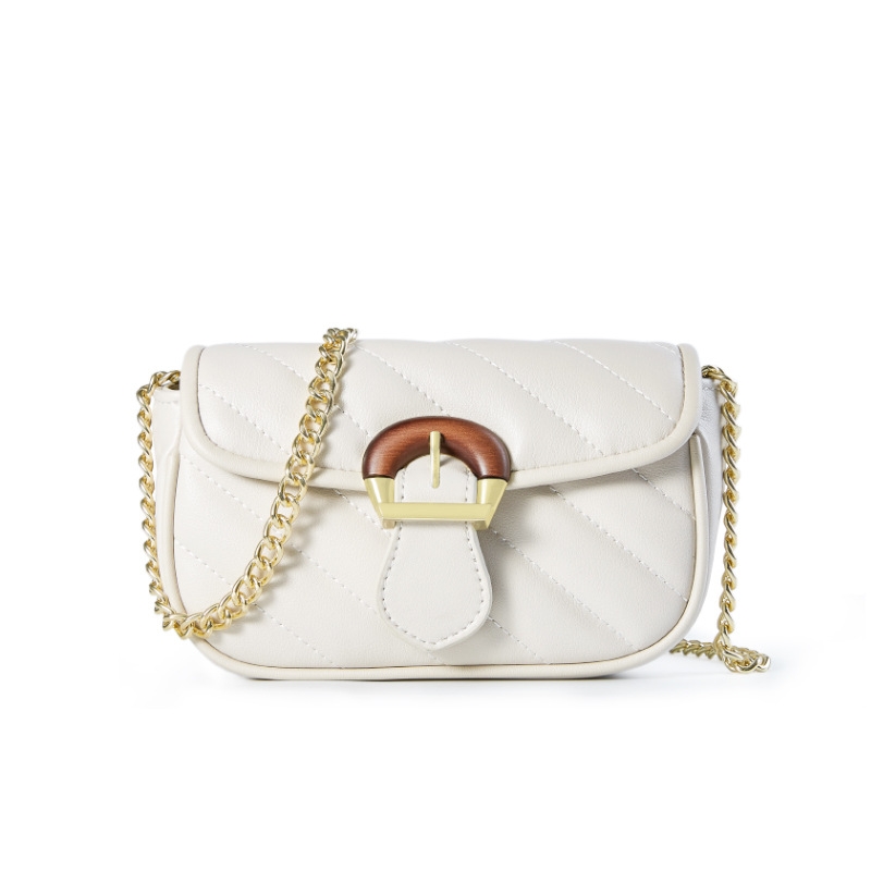 Women's White Leather Flap Chain Shoulder Mini Bags | Baginning