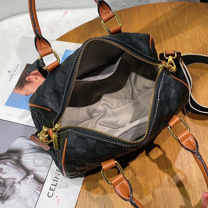 Women's Black Leather Shoulder Mini Boston Bags