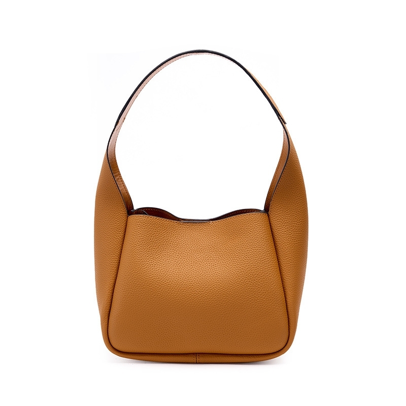 Women's Brown Litchi Grain Leather Shoulder Hobo Bag | Baginning