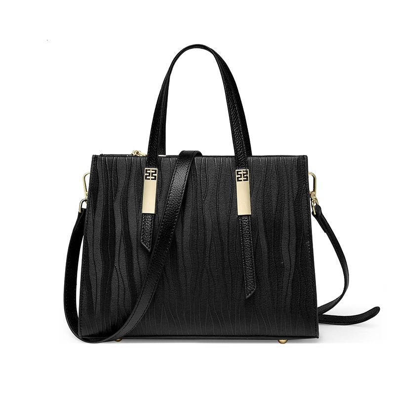Women's Black Leather Handbag Satchel Bags