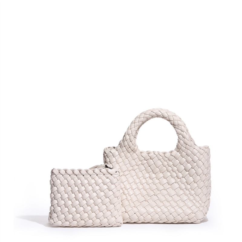 White Woven Leather Basket Bag Chain Bags With Inner Pouch | Baginning