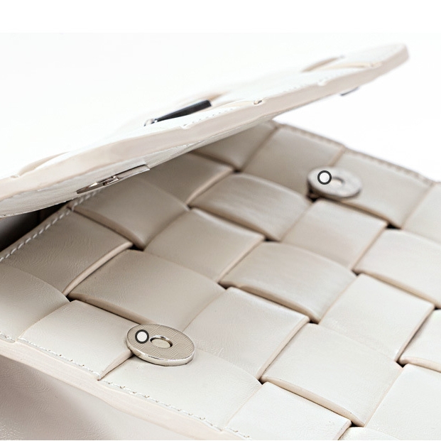 White Woven Leather Chain Bag Top Handle Crossbody Bag