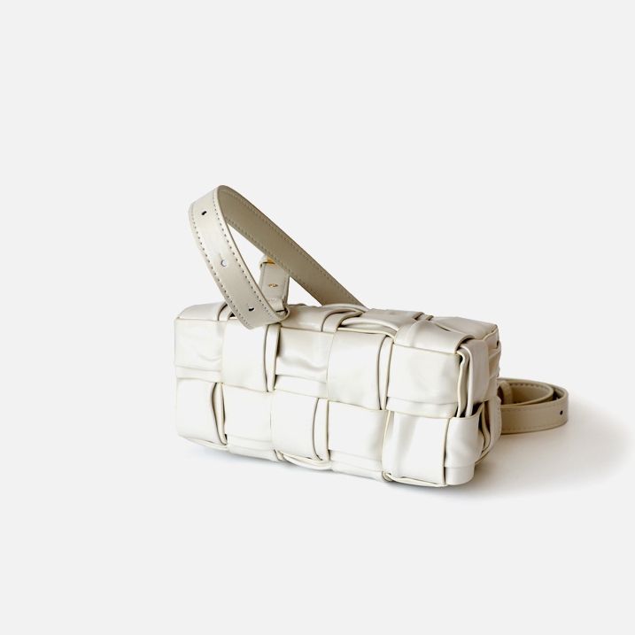 White Sinia woven-panel leather cross-body bag