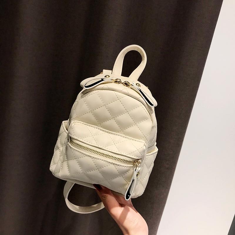 White Double Zipper Crossbody Convertible Mini Backpack Quilted Bag