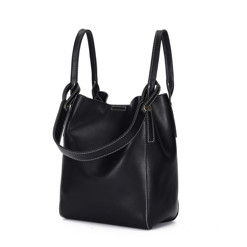 Brown Leather Shoulder Bucket Bag Handbags