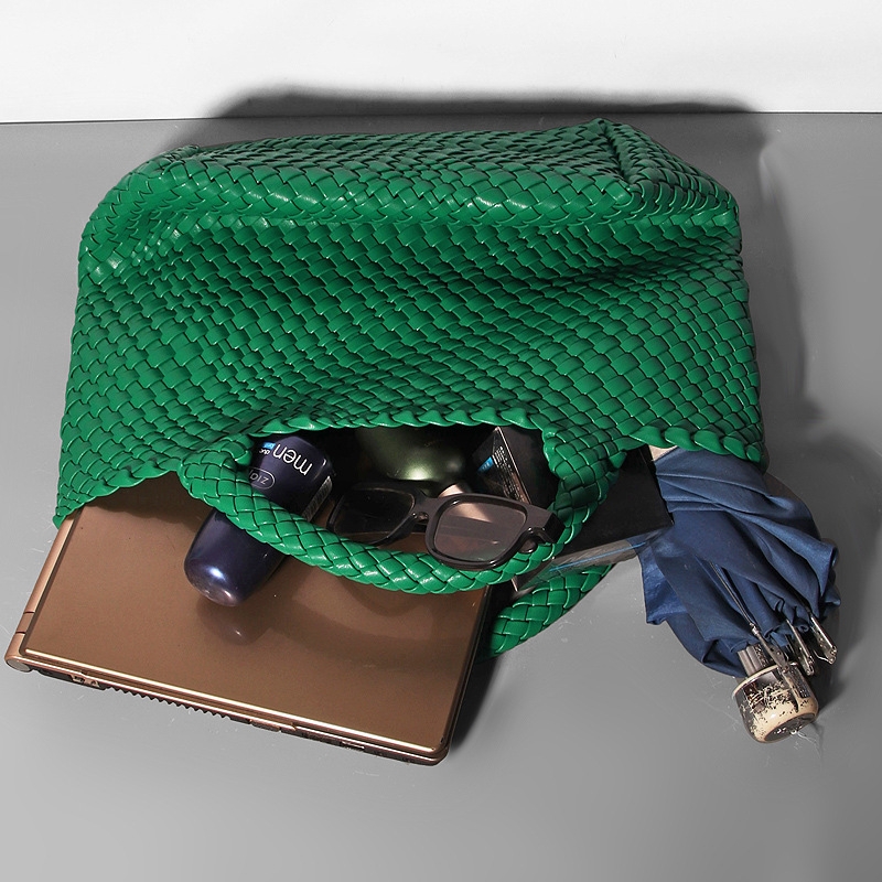 Purple Woven Vegan Leather Shopper Bag Large Handbag Soft Purse for Work
