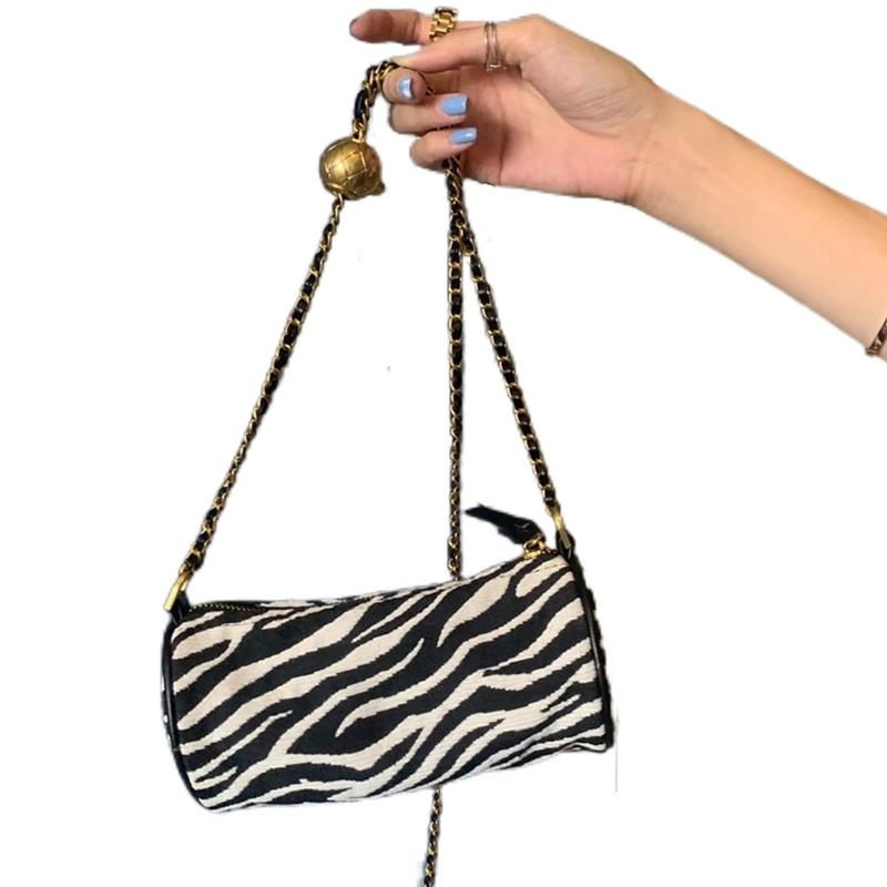 Zebra Print Crossbody Chain Bag 2021 Fashion Round Purse