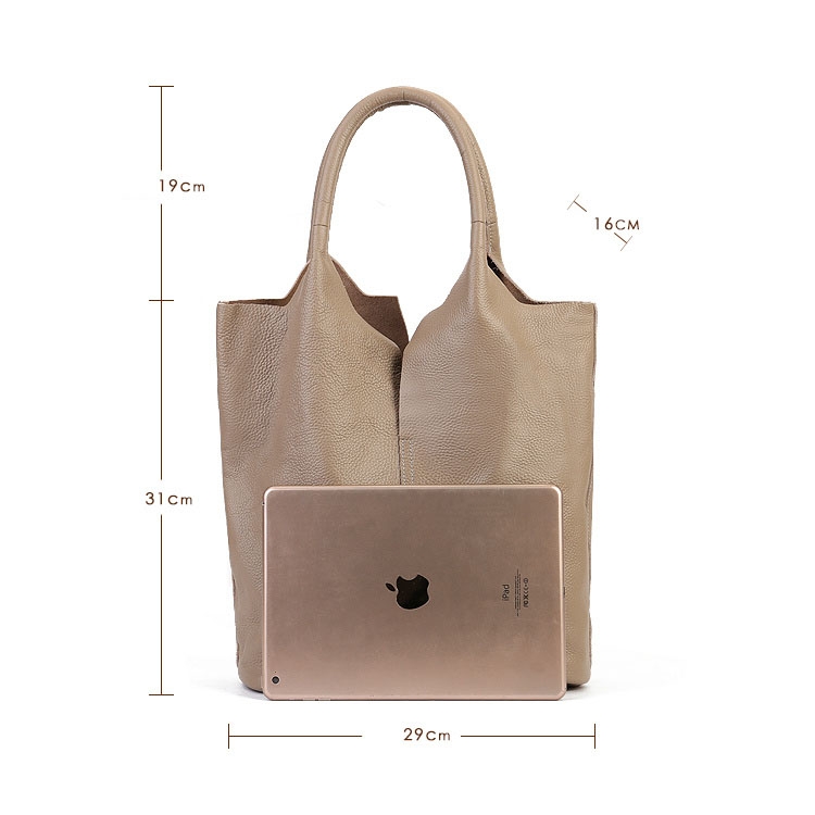 Grey Genuine Leather Vintage Tote Bag Works Totes With Inner Pouch