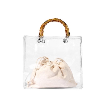 Coffee Clear Tote Bag Love Transparent Big Purse with Inner Pouch
