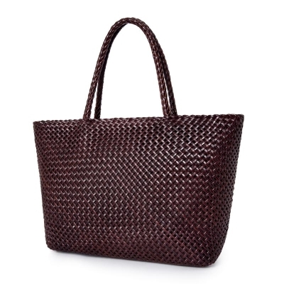 Off-white Woven Leather Tote Bag Hollow-out Basket Handbags