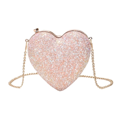 Pink Glitter Pearl Rhinestones Clutch Purse Crossbody Chain Bags