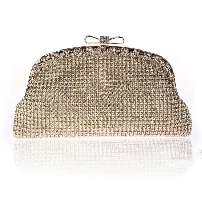 Rhinestone Embellished Clutch Purse Evening Bag with Chain Strap - Bla –  Sophia Collection