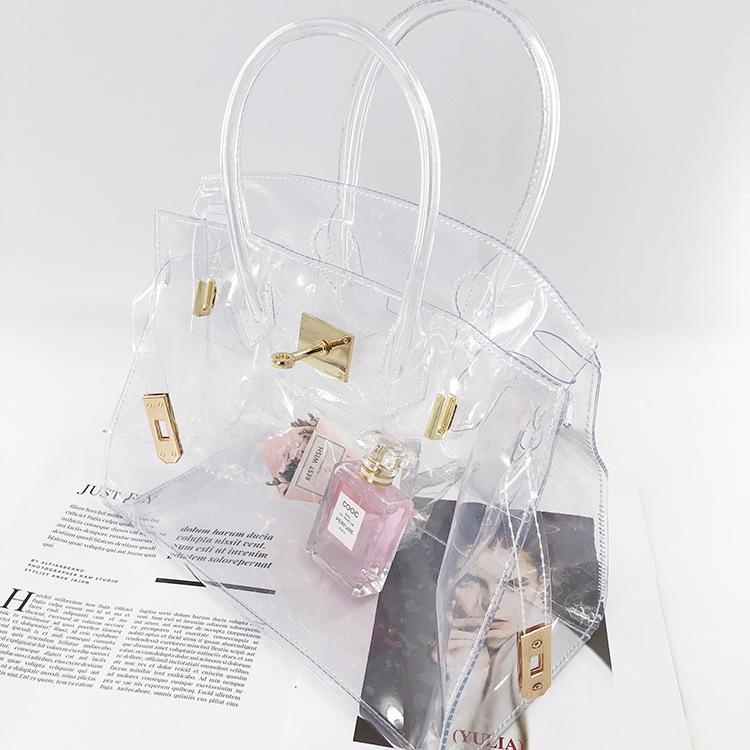 Bags, Clear Bag With Scarf Top Handle