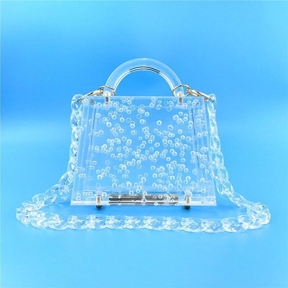 Clear Transparent Shoulder Handbag for Women Plaid Crossbody Bag