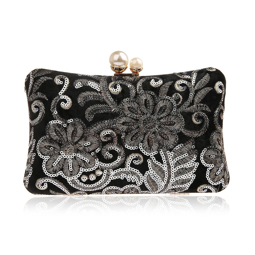 Black Victorian Velvet Bag with Lace