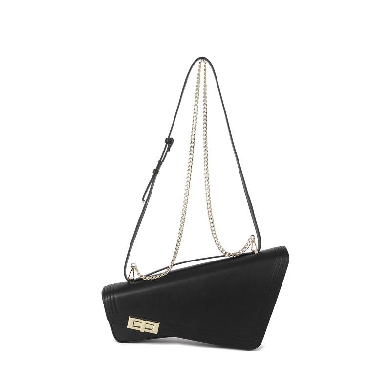 Brown Leather Irregular Trim Flap Shoulder Bags with Chain | Baginning