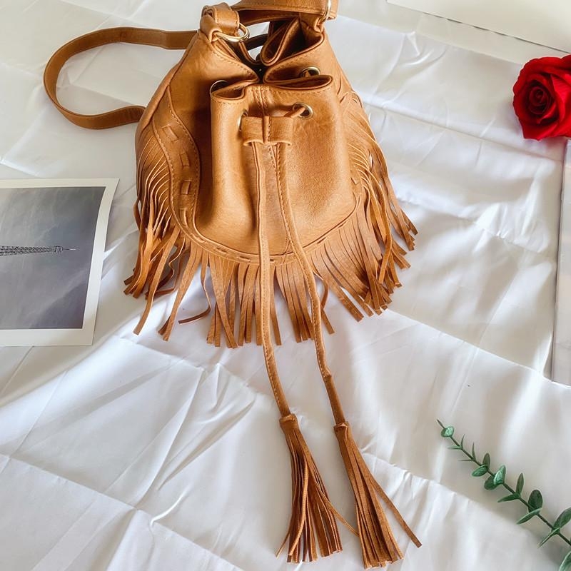 Woven Leather Bag for Woman Crossbody Bucket Bag Vegan -  Hong
