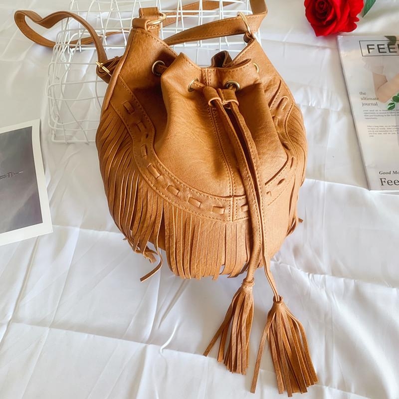 Flower Embossed Bucket Bag With Zipper PU Vintage