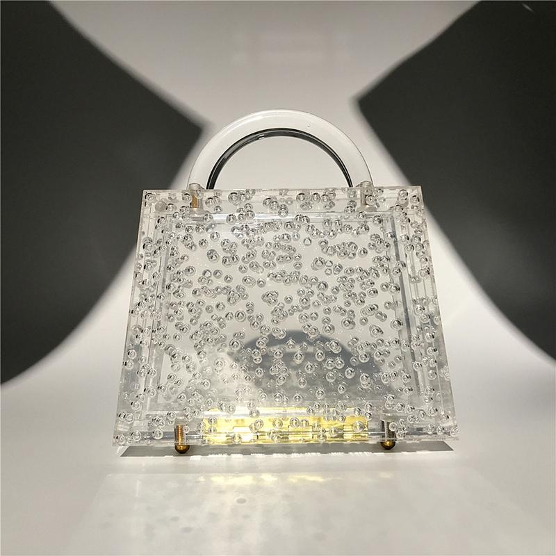 Women Clear Purse Acrylic Clear Clutch Bag Shoulder Handbag With Removable  Gold Chain Strap Summer Transparent