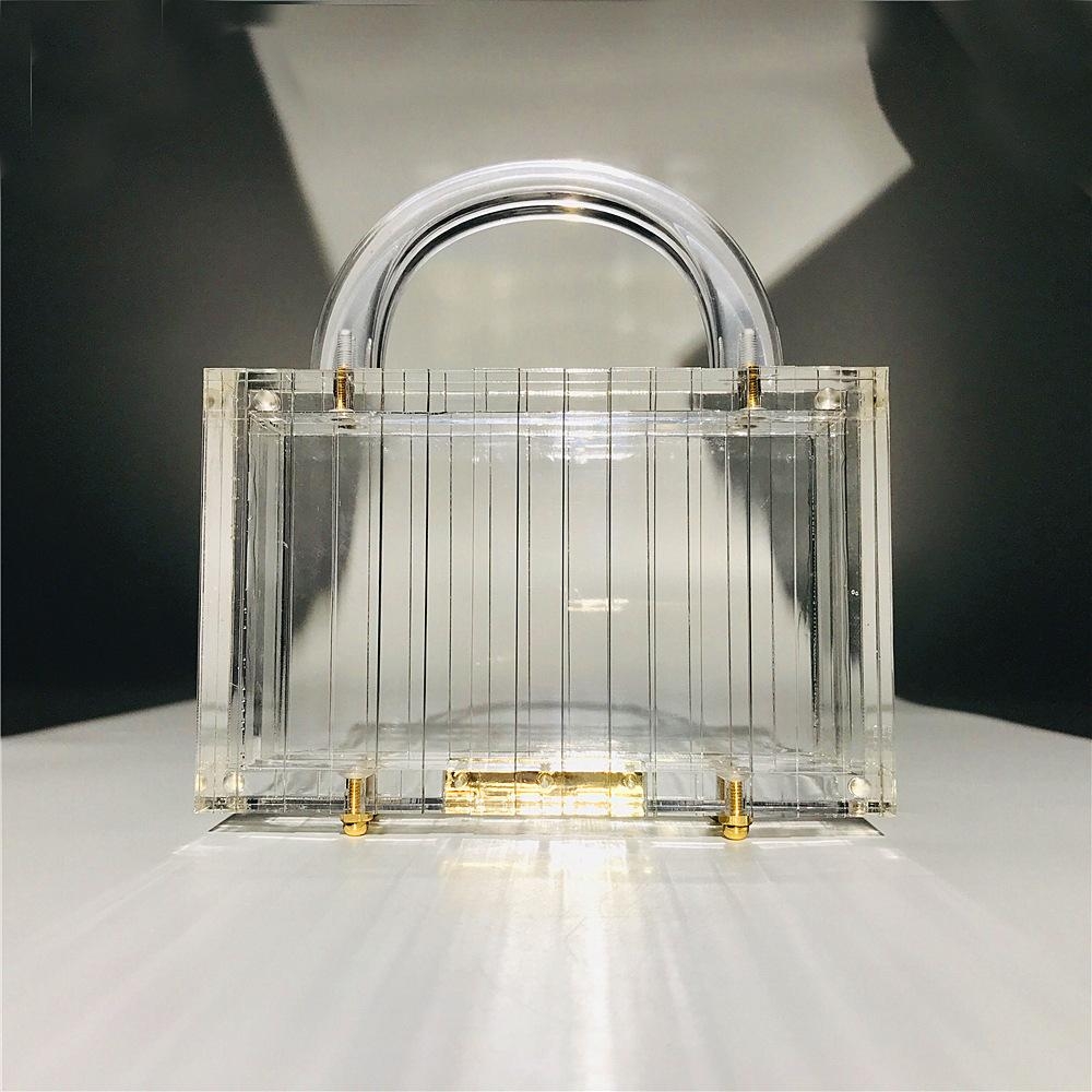 Women cute clear acrylic clutch purse stadium approved box bag with gold &  silver chain strap