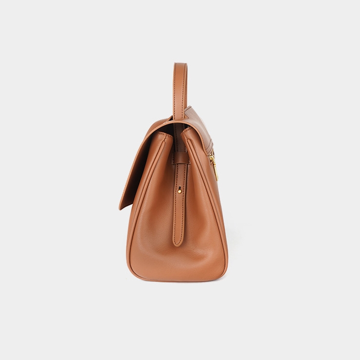 Coffee Soft Leather Top-Handle Flap Satchel Shoulder Bags | Baginning