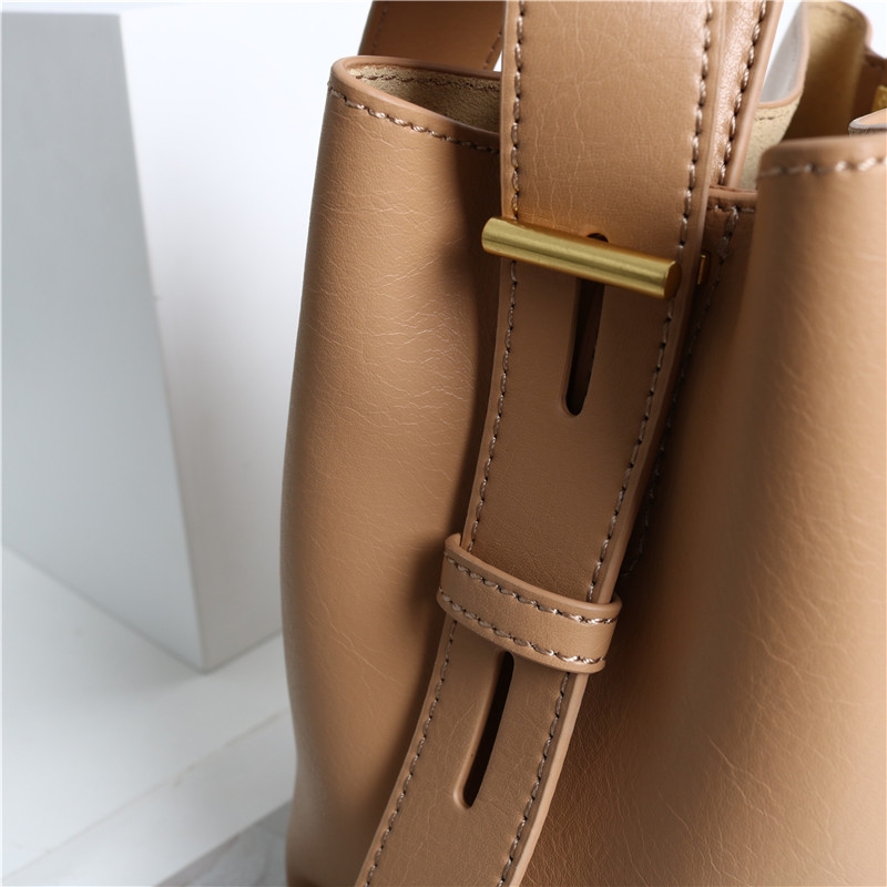 Minimal Bucket Leather Shoulder Bag Single Strap Hobo Tote Bag